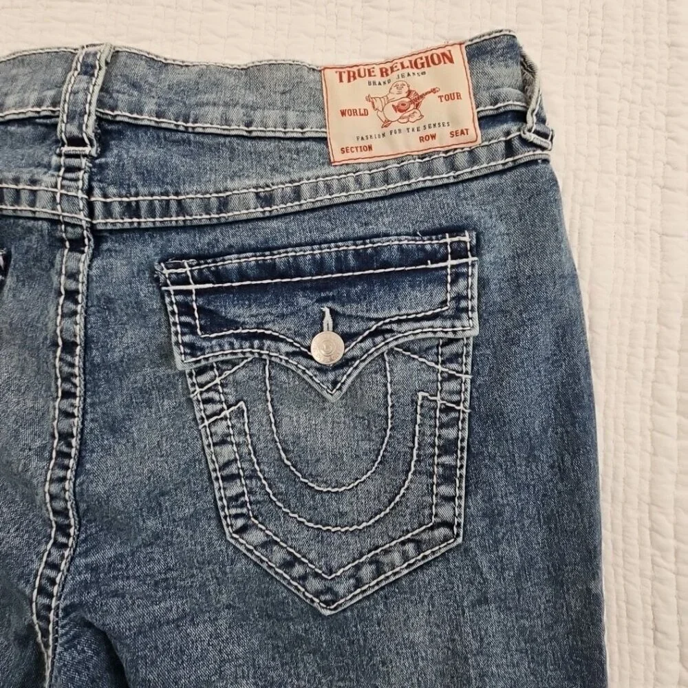 NEW True‎ Religion Geno Big T Flap Jeans Men's 38x32 Blue Flap Relaxed Slim NWT